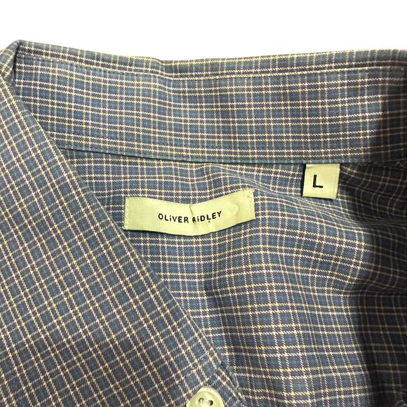 Oliver Ridley Men’s plaid button down shirt purple blue Size L - Picture 4 of 6